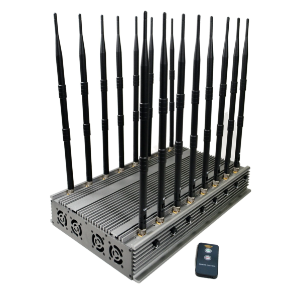 Cellphone WiFi g GPS Lojack UHF VHF Signal Jammer with  Antennas Indoor Using Adjustable W Output Power Jamming up to m
