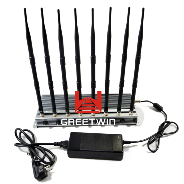 Cellphone WiFi Signal Jammer with  Antennas Indoor Using Adjustable W Output Power Jamming up to m GW JM B
