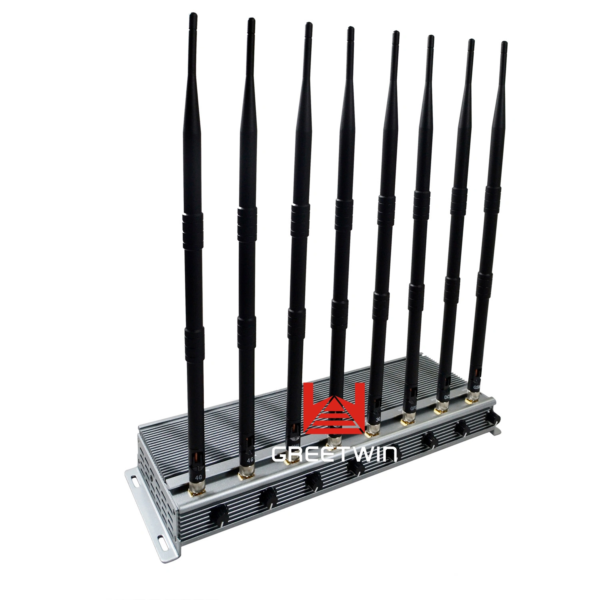Cellphone WiFi Signal Jammer with  Antennas Indoor Using Adjustable W Output Power Jamming up to m GW JM B